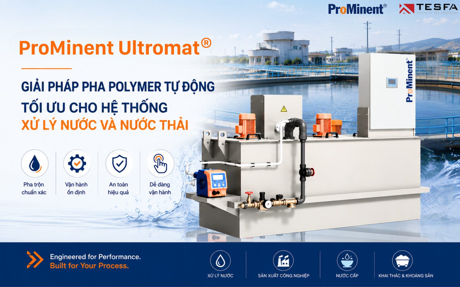 prominent-ultromat®-he-thong-pha-polymer-tu-dong-toi-uu-hieu-suat-xu-ly-nuoc-va-nuoc-thai